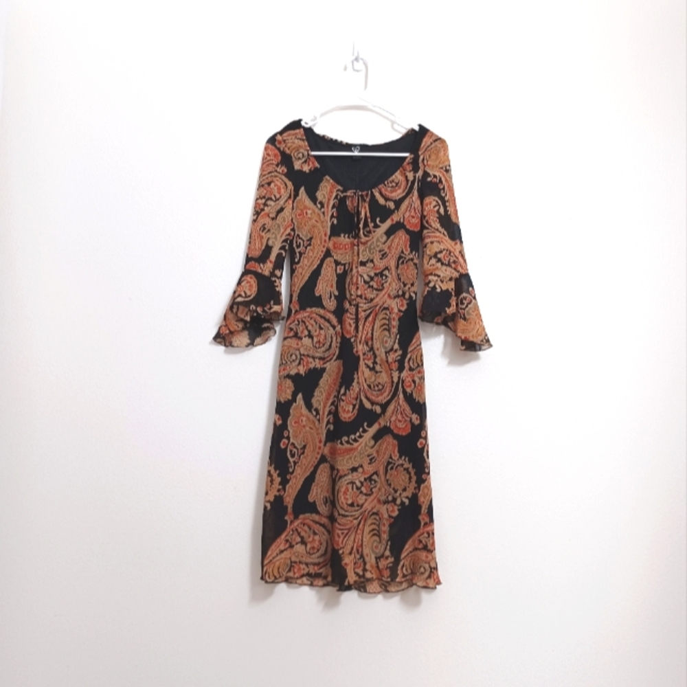 Vintage Paisley Print Dress